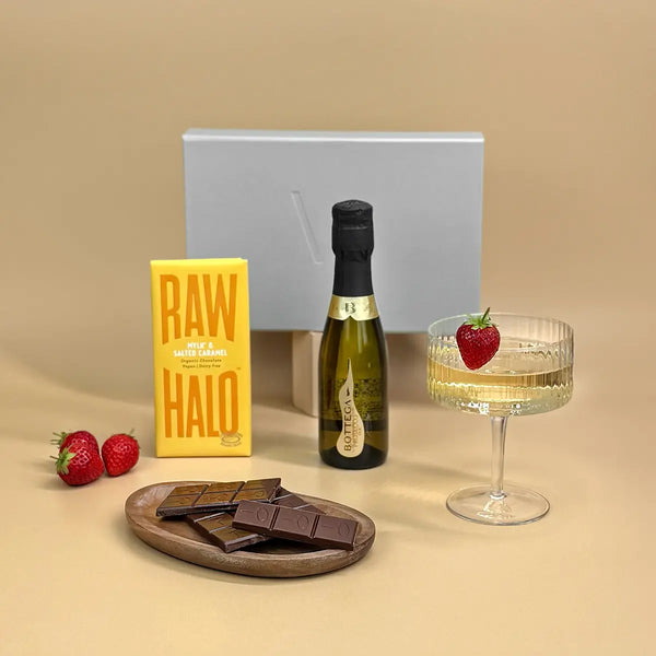 Cheer fizz and chocolate mini client or employee gift.