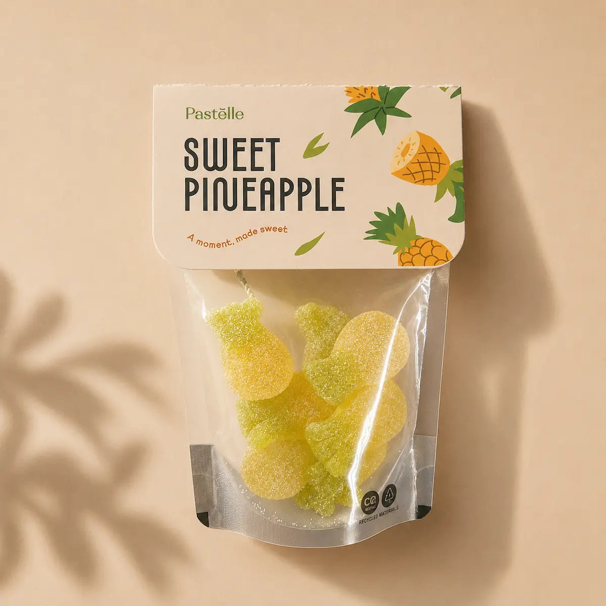 A packet of vegan Pastelle pineapple sweets