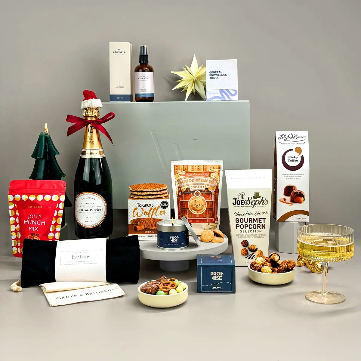 Deluxe is a luxury food and champagne hamper, perfect for high-value clients or festive team gifts. A Christmas hamper that includes a charitable donation.