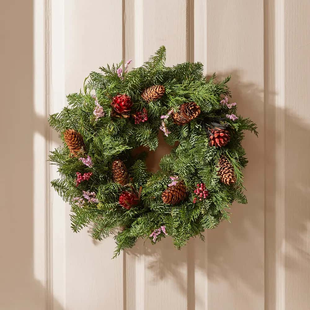 pinecone and berry wreath
