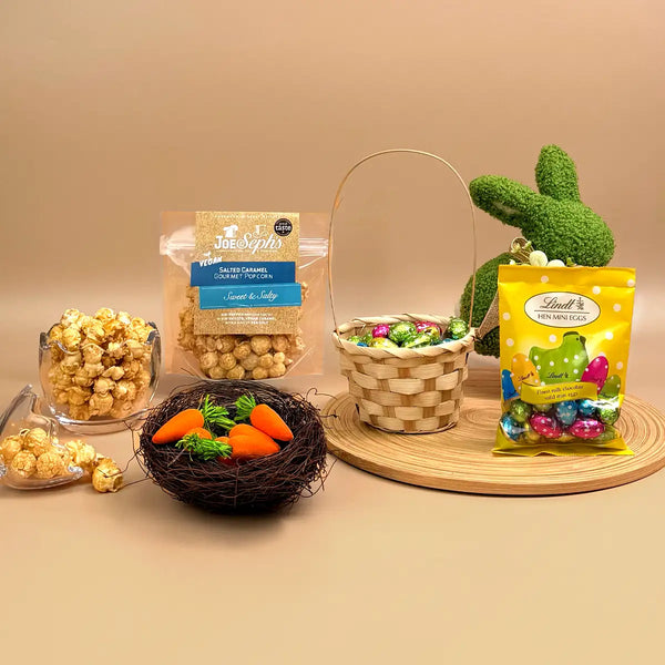 Letterbox client or employee easter spring gift including popcorn and chocolate eggs. 