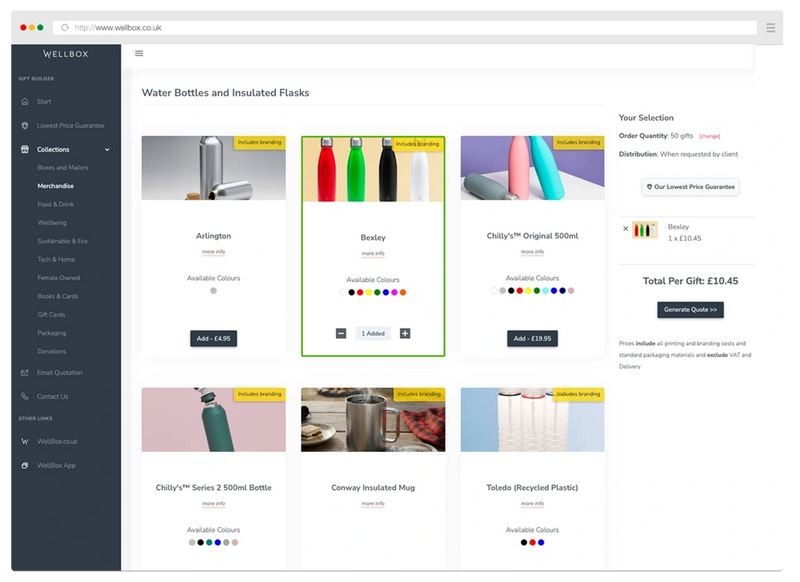 WellBox Gift Builder Interface