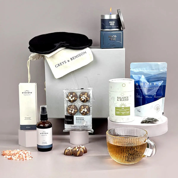 Sleigh is a festive self-care gift filled with herbal tea, bath salts, a candle, a charitable donation and more. A calming Christmas gift to soothe and restore.