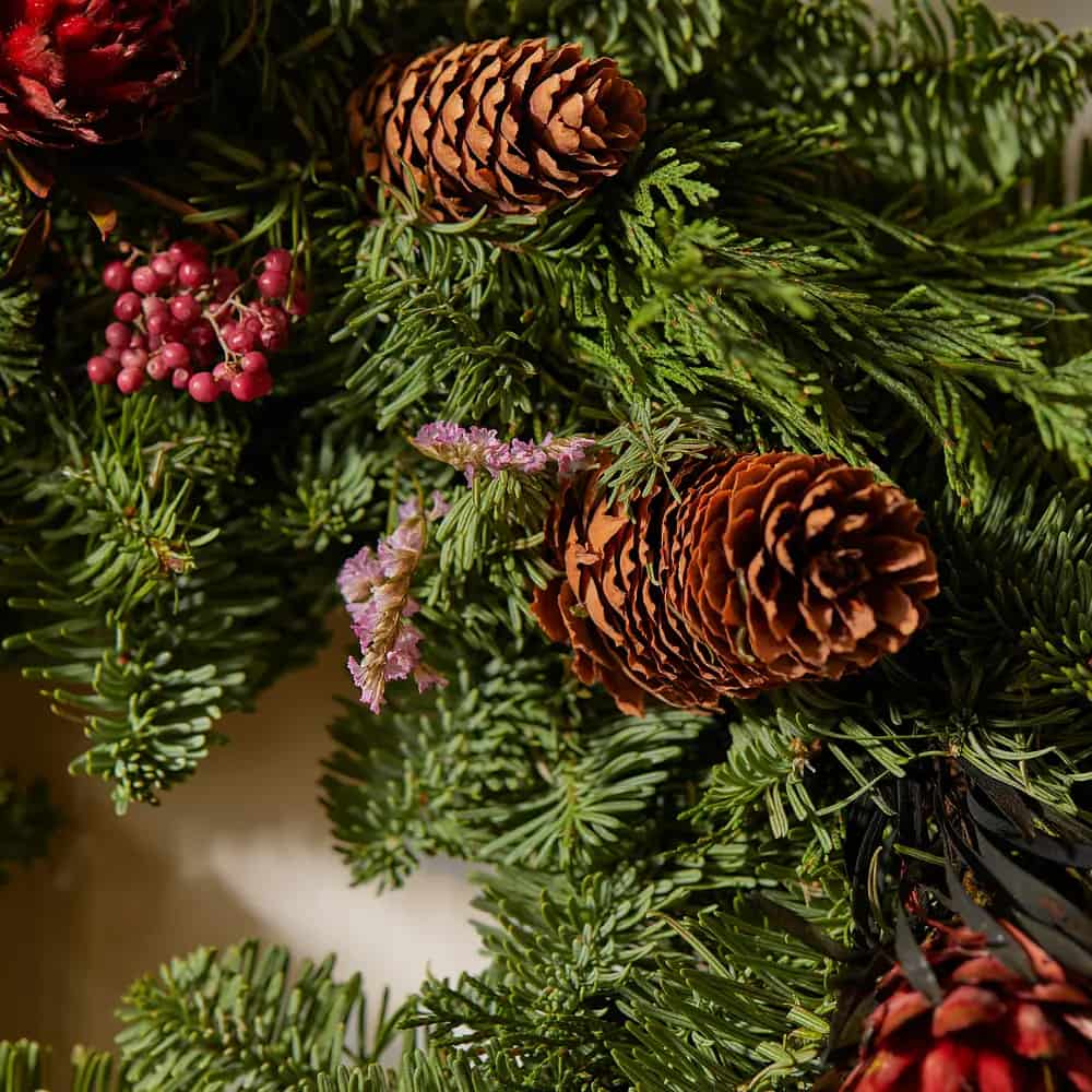 Close up of a Xmas wreath.
